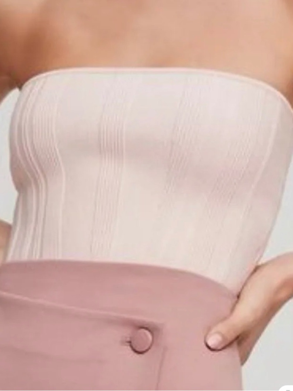 BABATON ESSAMBA knit tube Strapless Ribbed Bandeau Top in Light Blush XS